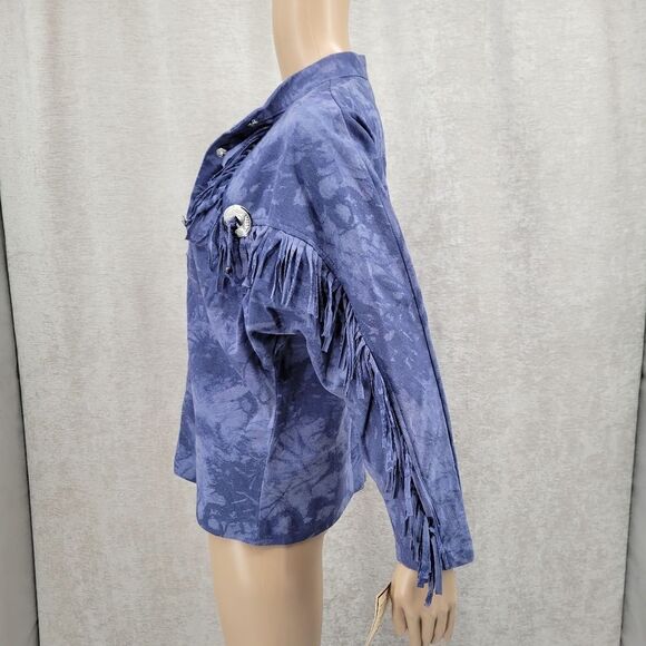 Ozark Mountain Jean Western Maxi Skirt Top Set Blue Fringe Concho Matching Set - Picture 11 of 16